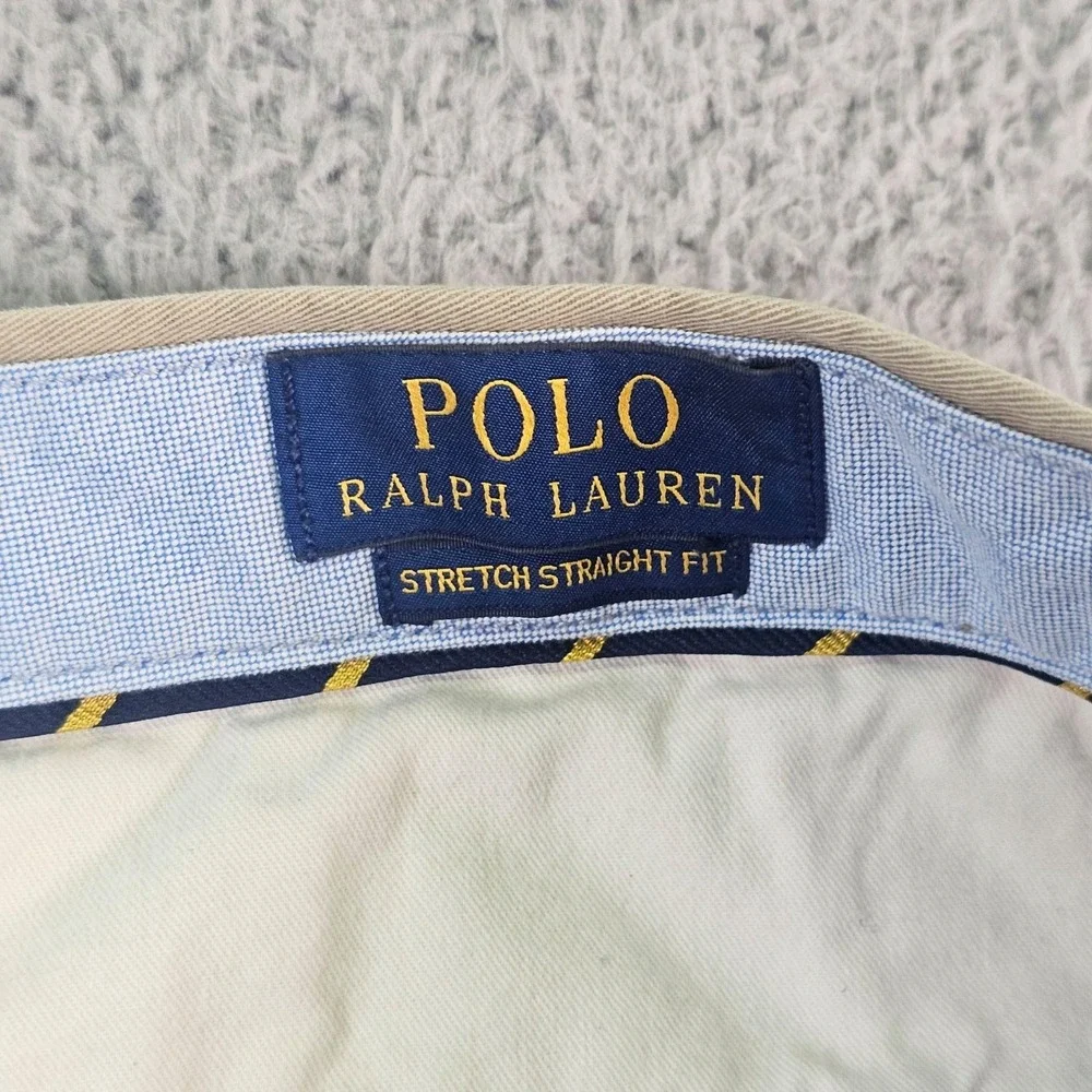 Polo Ralph Lauren Polo Chino Pants Mens 34x32 Beige Stretch Straight Fit Casual